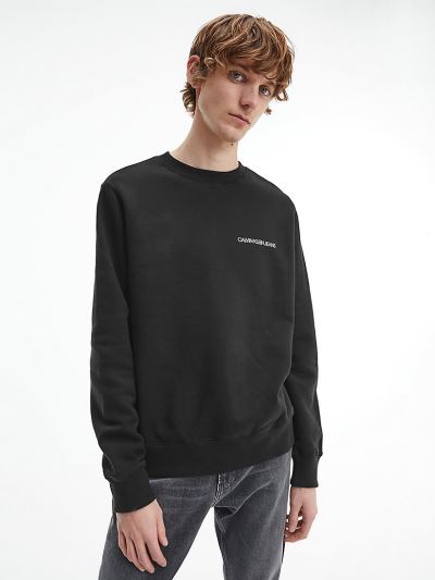 Calvin Klein Ruhák HU936666 | Calvin Klein Organic Cotton Back Logo Férfi Pulóver Fekete